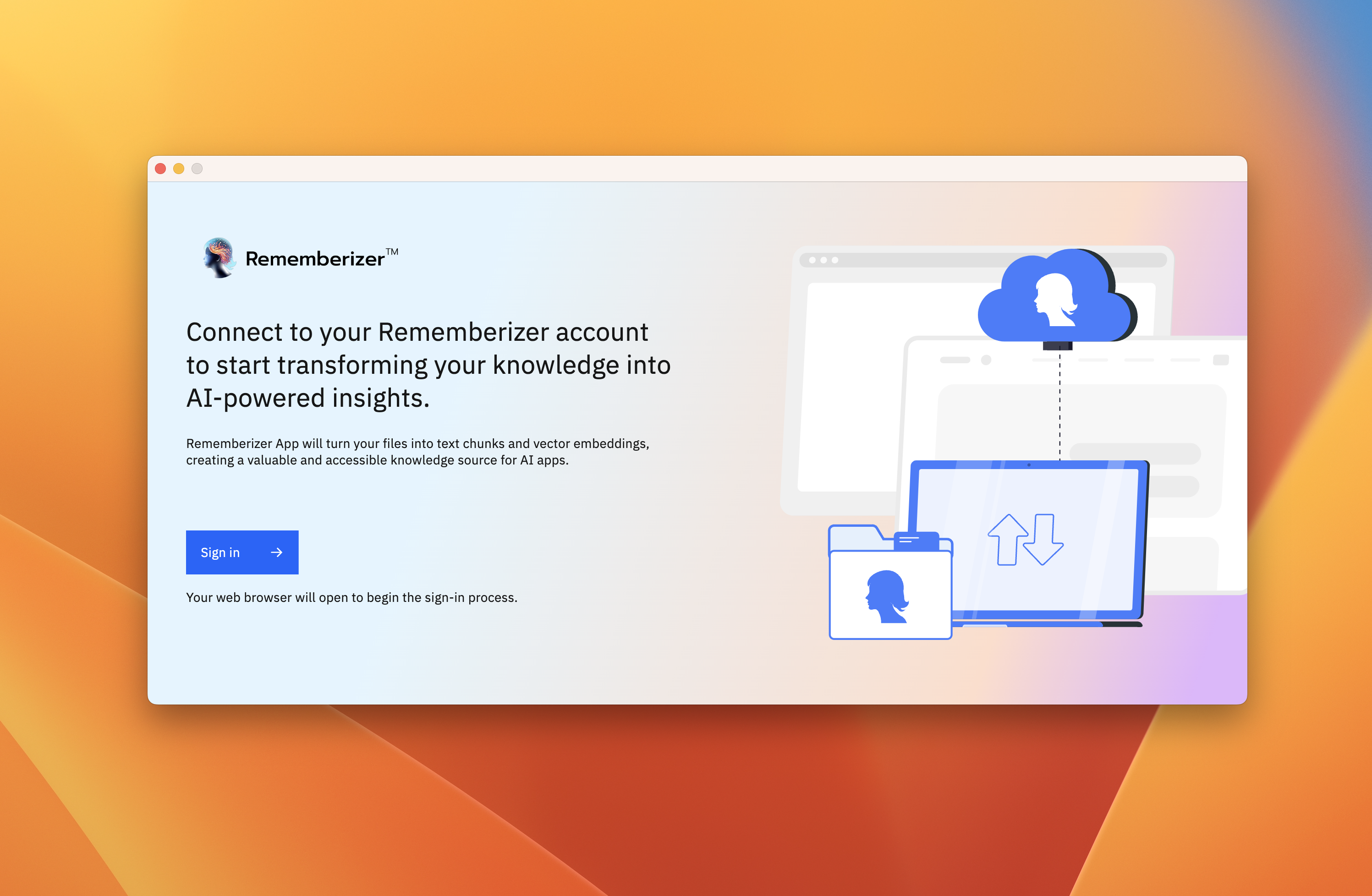 Rememberizer 应用登录屏幕