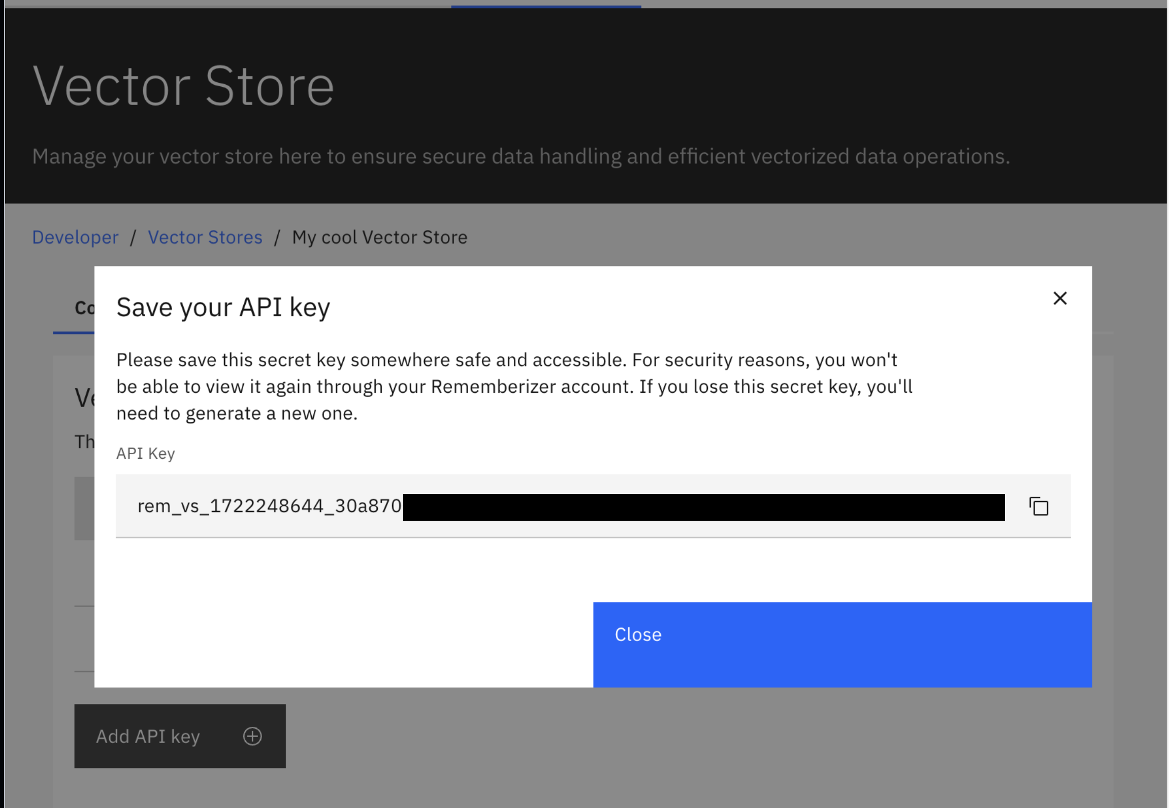 创建新的 API 密钥
